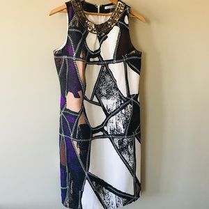 Peter Nygard Chic Geometric Dress with beading
